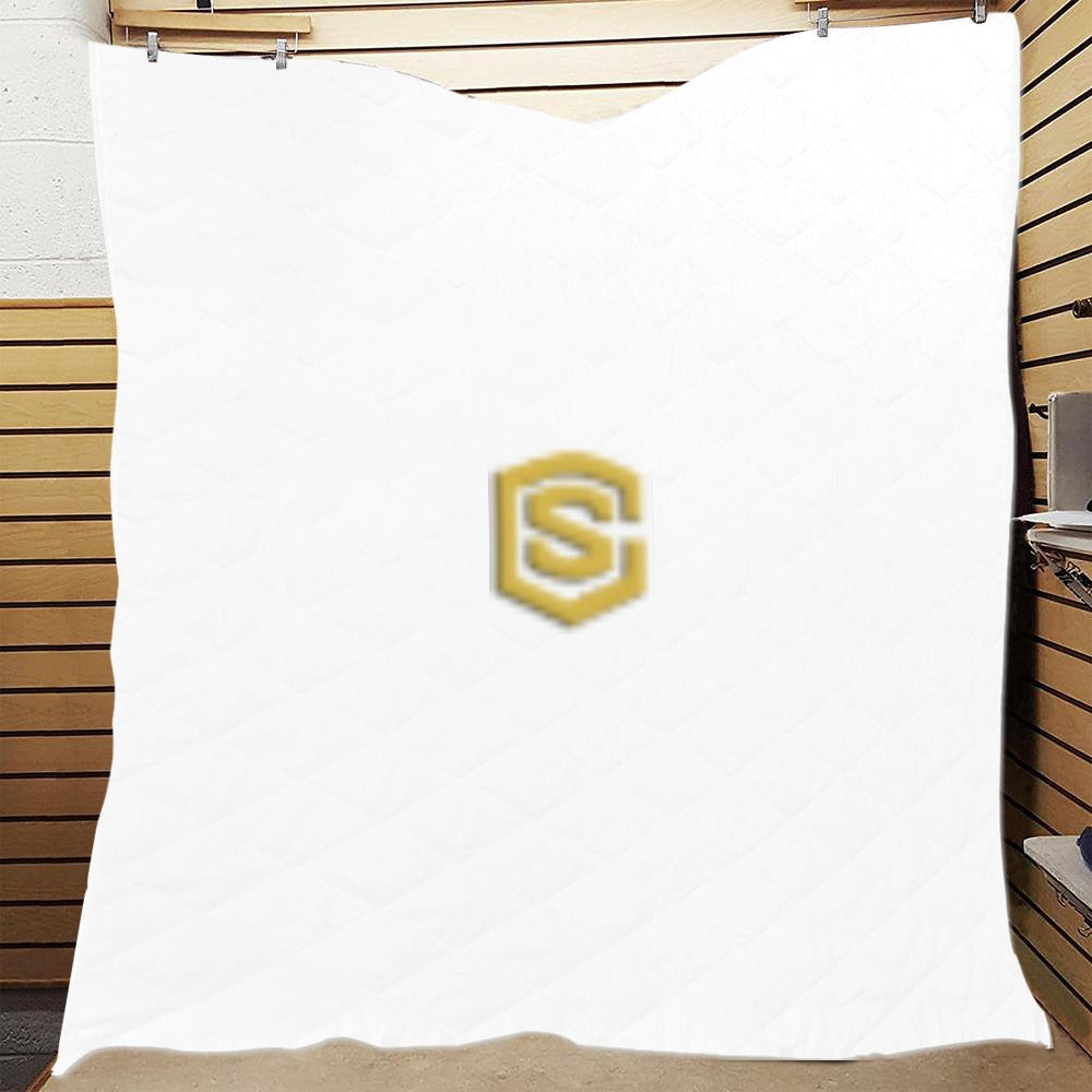 WHITE CUSTOM QUILT GOLD LOGO Custom Quilt 70" x 80"