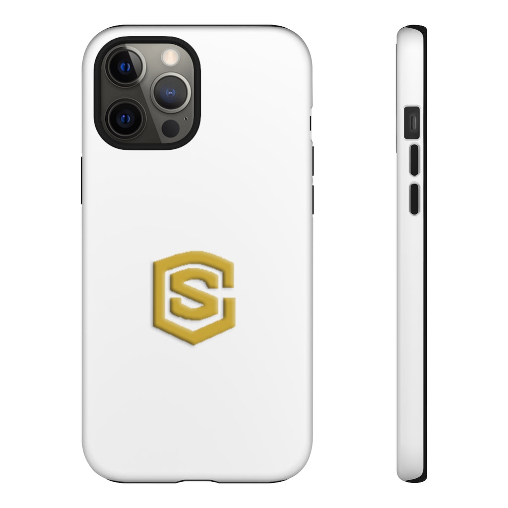 White Tough Cases Gold Logo