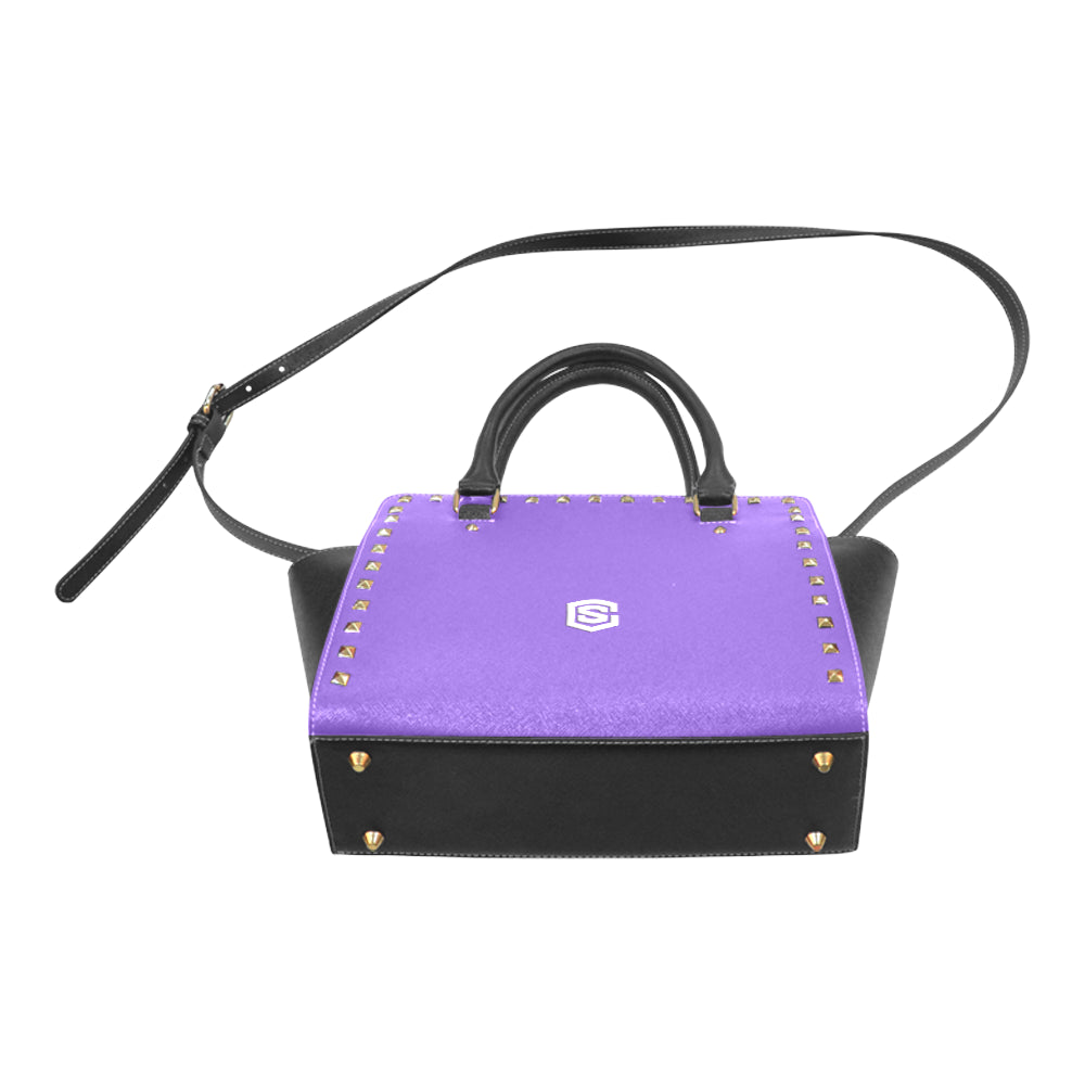 PURPLE RIVET SHOULDER HANDBAG white logo Rivet Shoulder Handbag (Model 1645)