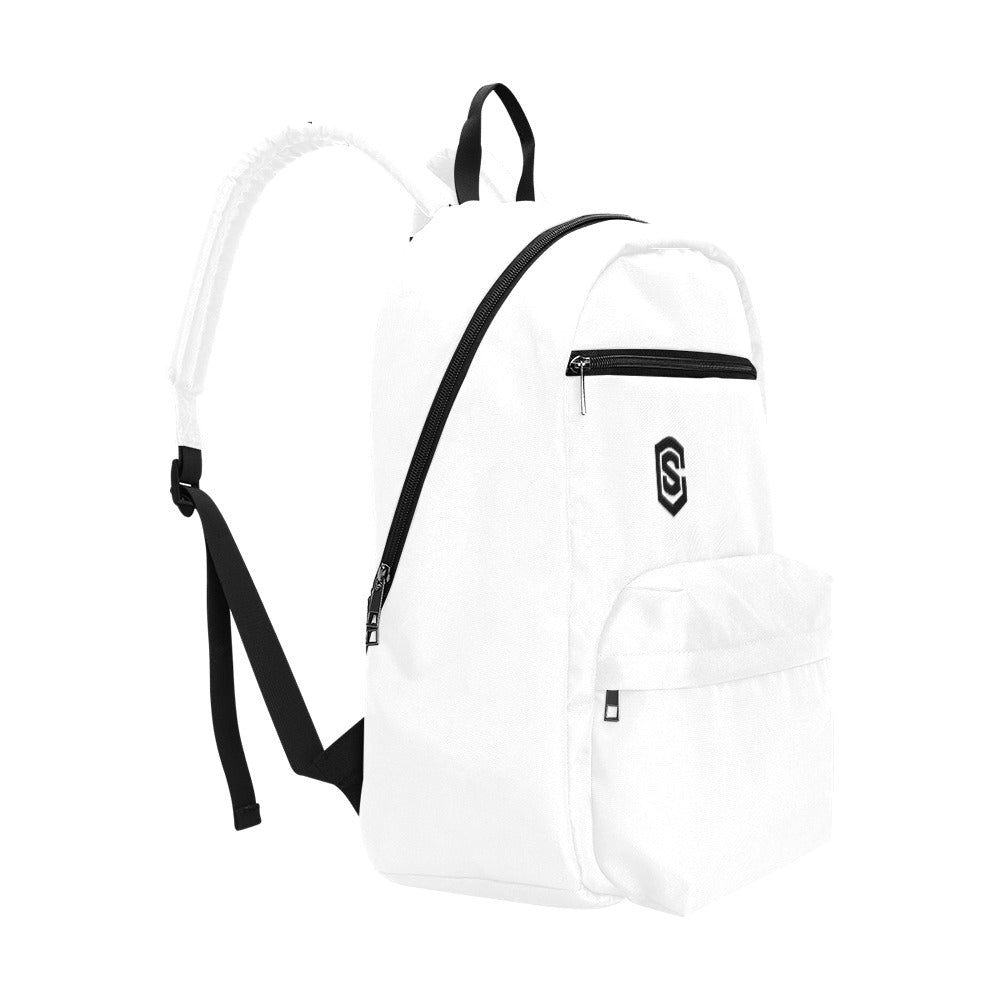 White Travel Backpack With Black Logo Travel Backpack(Large Capacity)(Model 1691)