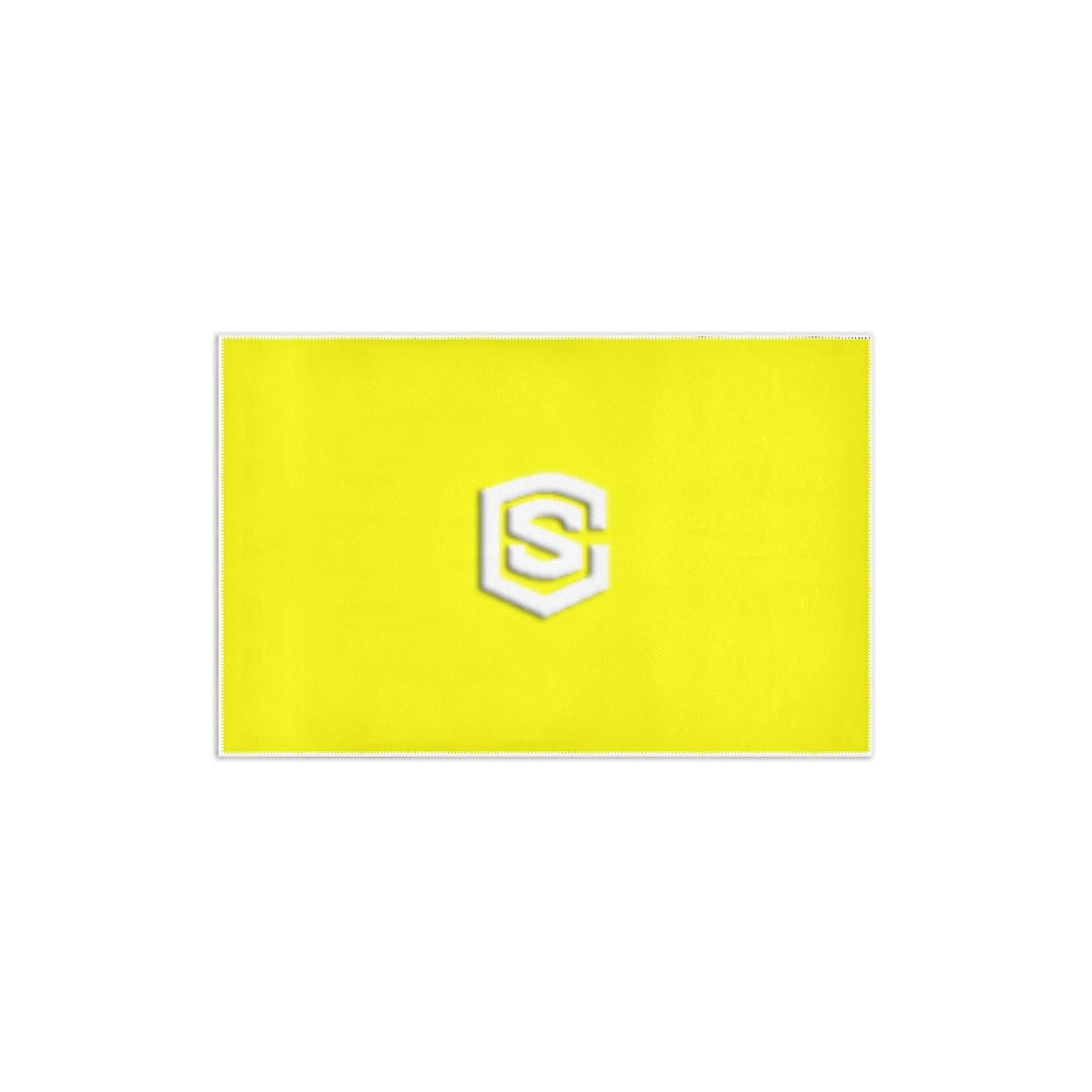 Yellow Area Rug 2.6' x 1.7' with White Logo Area Rug 2.6' x 1.7'