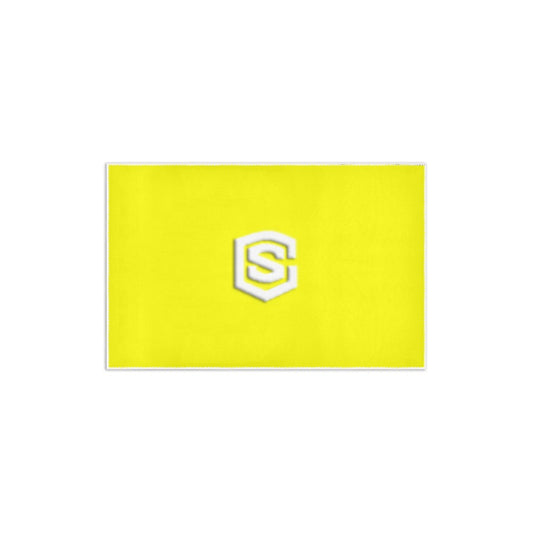 Yellow Area Rug 2.6' x 1.7' with White Logo Area Rug 2.6' x 1.7'