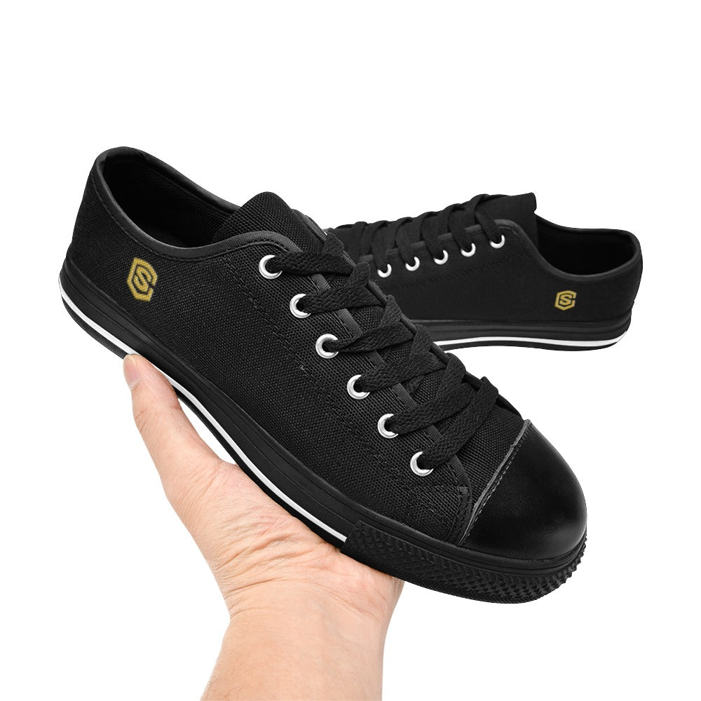 Gold Logo Men's Classic Canvas Shoes (Model 018)