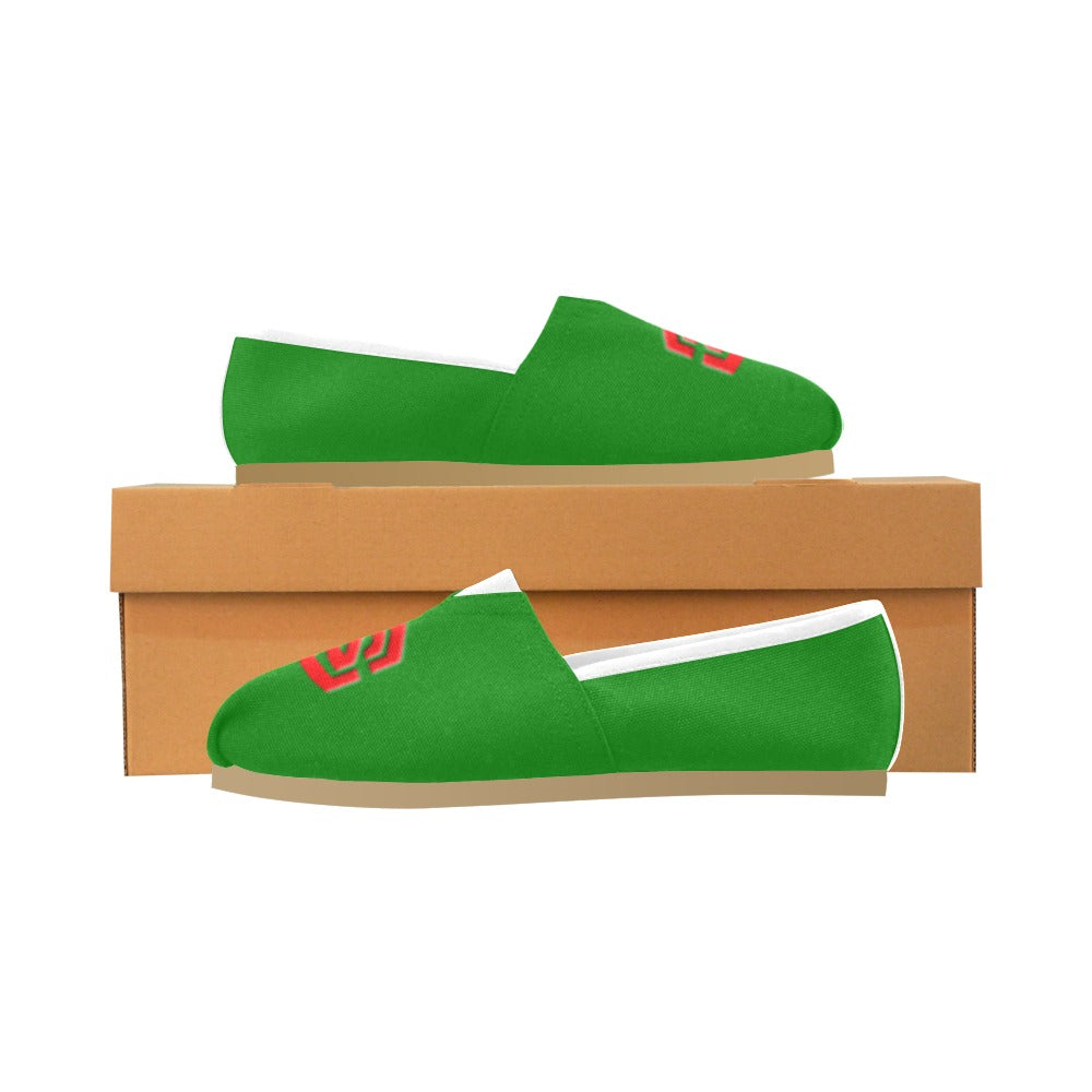 GREEN Casual Canvas Women's WITH RED LOGO Casual Canvas Women's Shoes (Model 004) (Designs are mirrored)