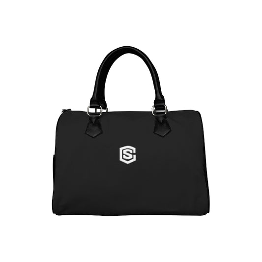 BLACK HANDBAG white logo Boston Handbag (Model 1621)