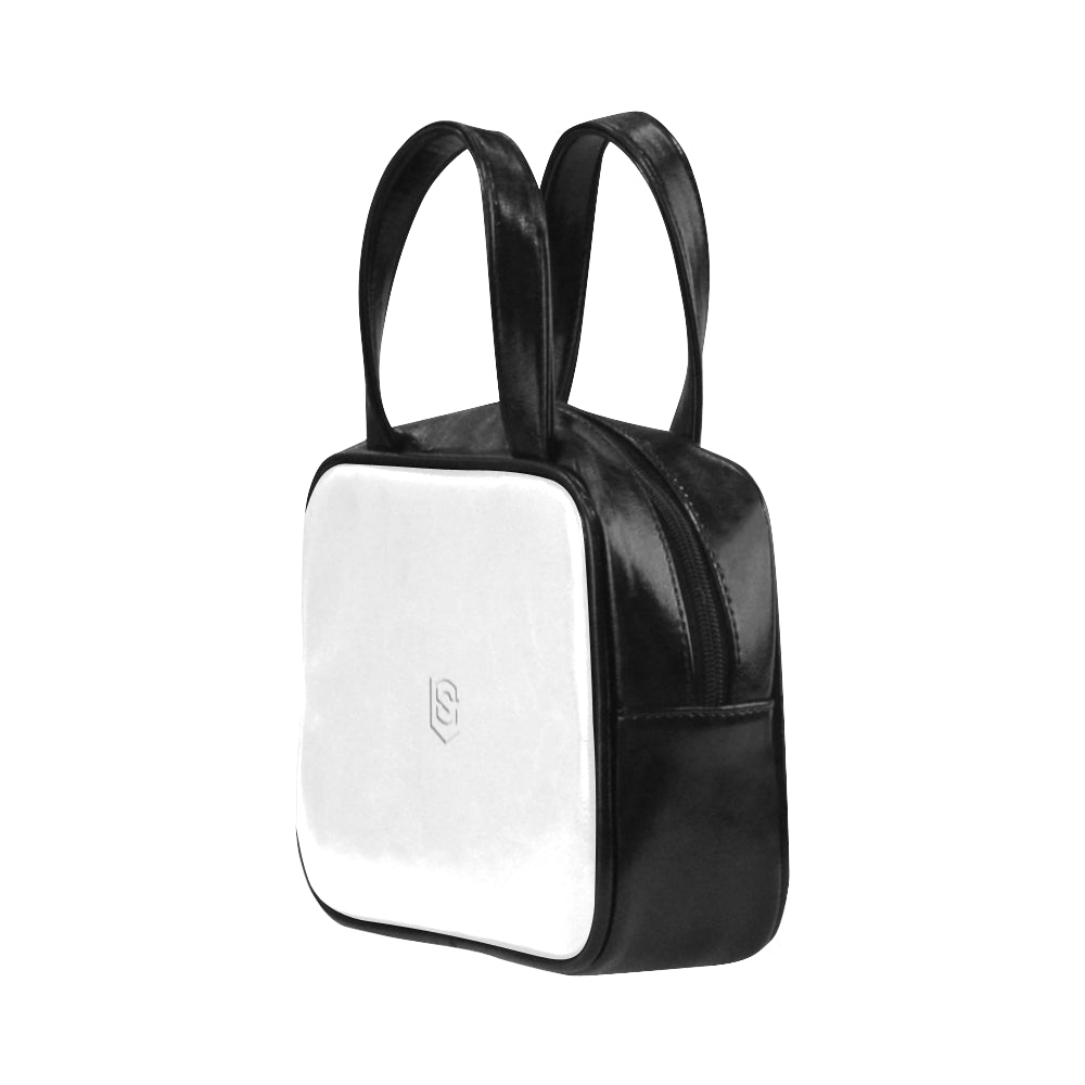 LIGHT GRAY LEATHER TOP HANDLE HANDBAG white logo Leather Top Handle Handbag (Model 1662)