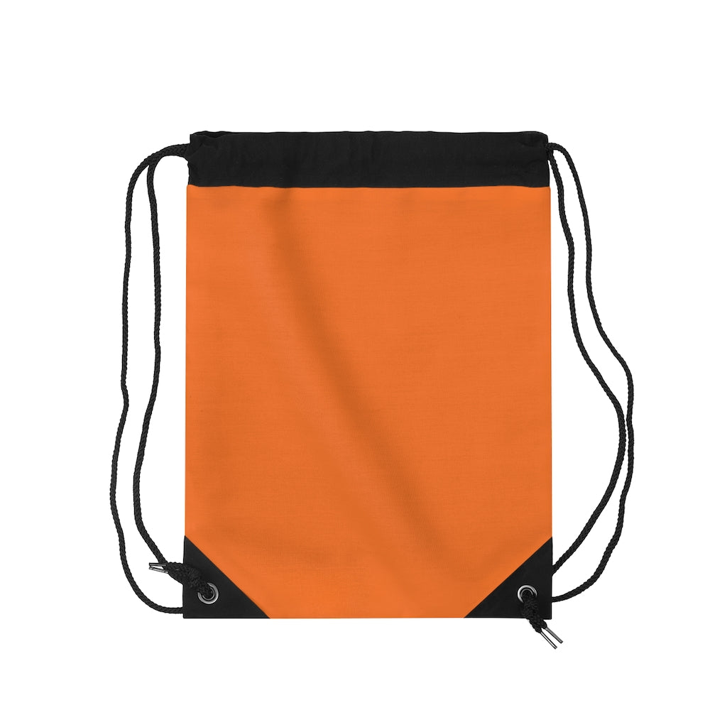 Orange Drawstring Bag Pink logo