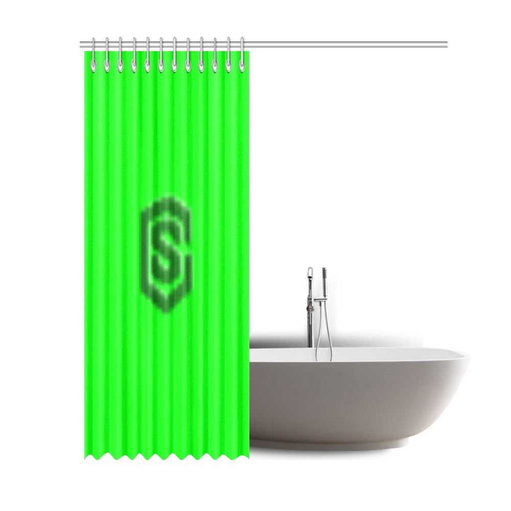 Green Shower Curtain 69"x84" with Green Logo Shower Curtain 69"x84"
