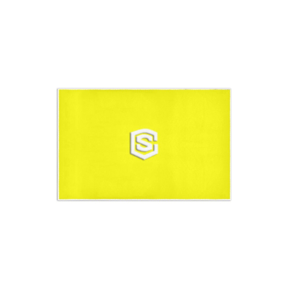 YELLOW SMALL AREA RUG WITH WHITE LOGO Area Rug 2.6' x 1.7'