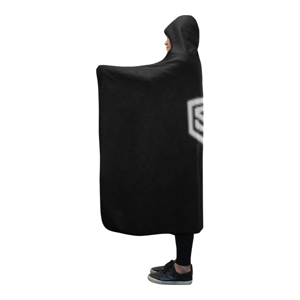 Black Hooded Blanket 80"x56" with Silver Logo Hooded Blanket 80"x56"