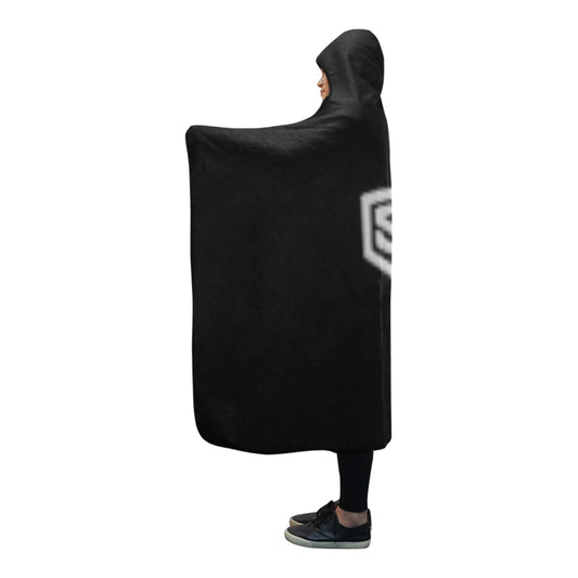 Black Hooded Blanket 80"x56" with Silver Logo Hooded Blanket 80"x56"