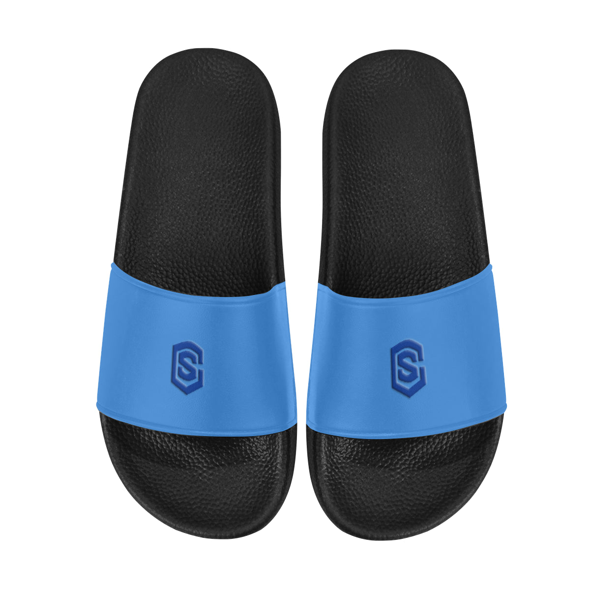 blue logo Men's Slide Sandals (Model 057)