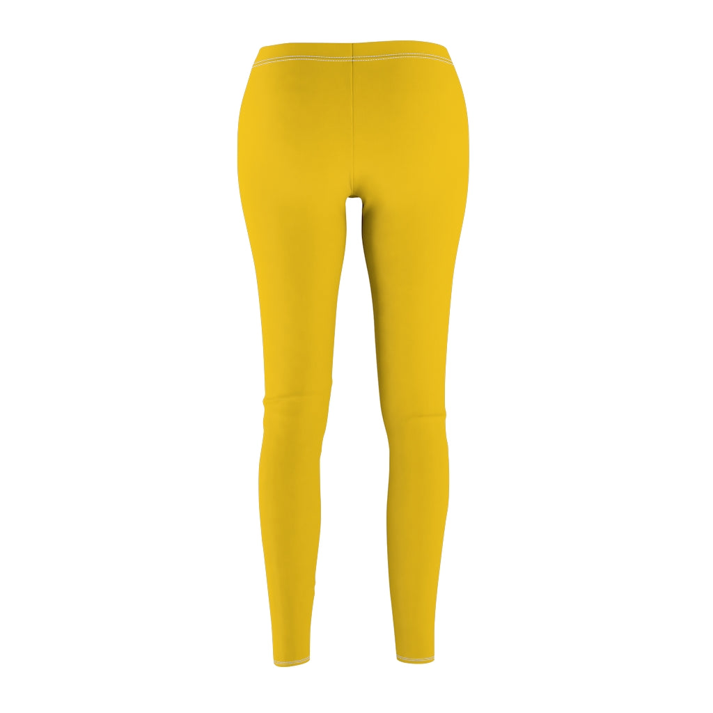 Yellow Women's Cut & Sew Casual Leggings Black logo