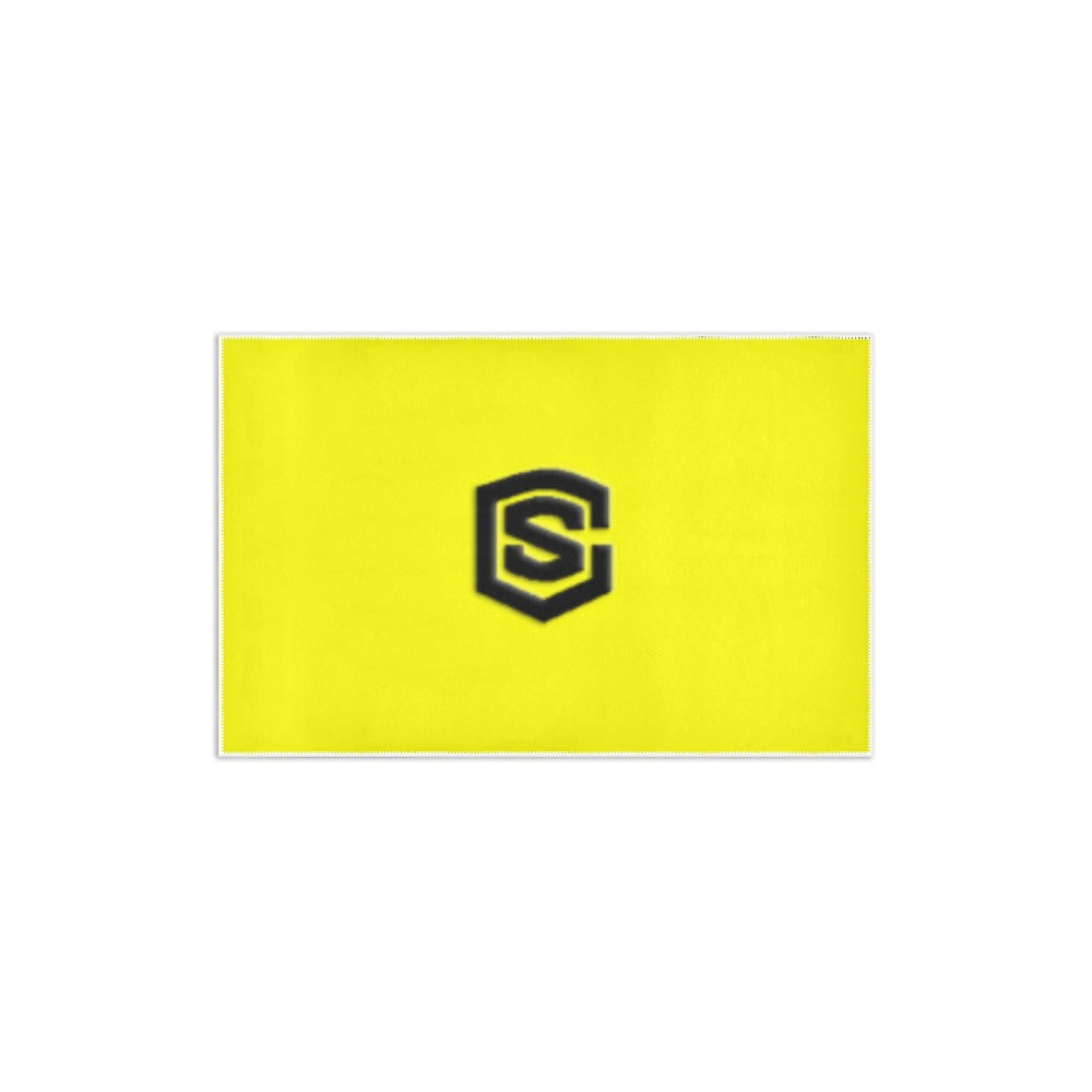 Yellow Area Rug 2.6' x 1.7' with Black Logo Area Rug 2.6' x 1.7'