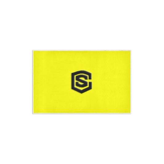 Yellow Area Rug 2.6' x 1.7' with Black Logo Area Rug 2.6' x 1.7'