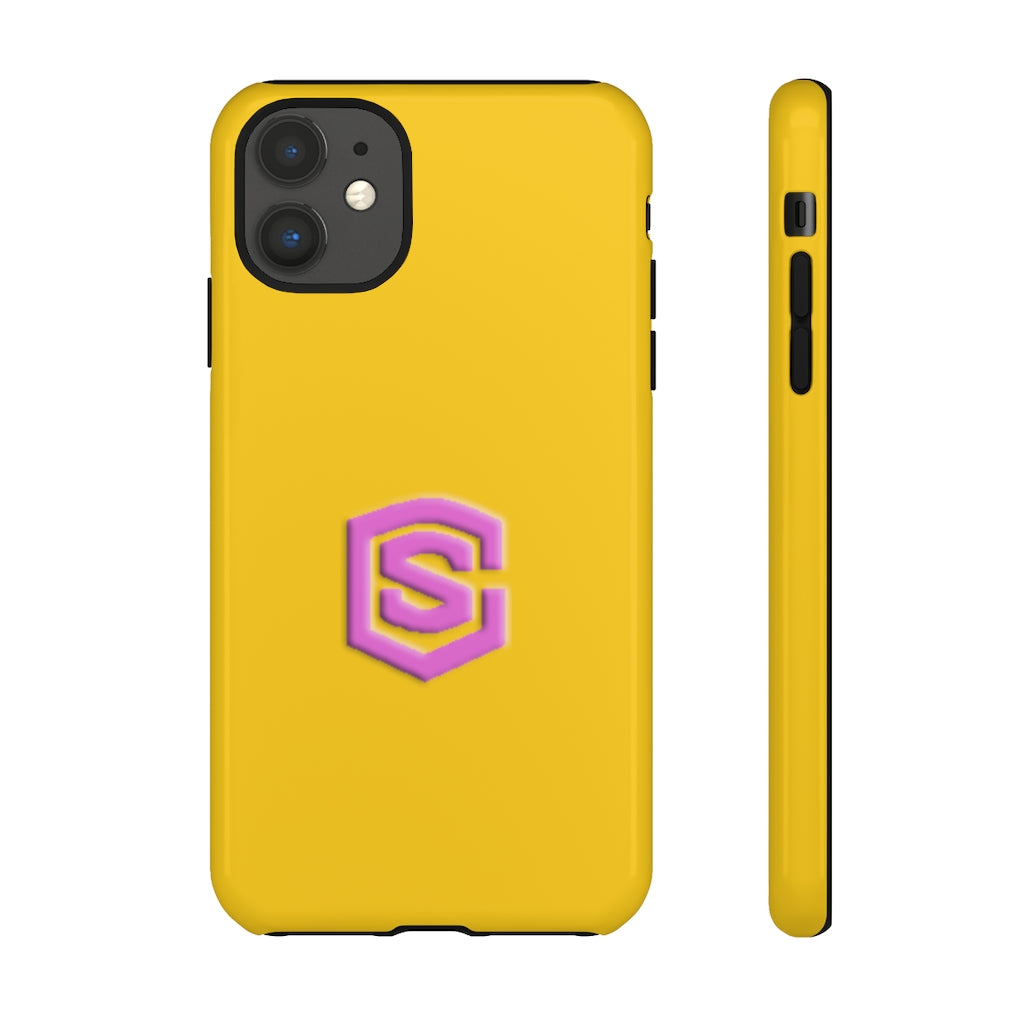 Yellow Tough Cases Pink Logo