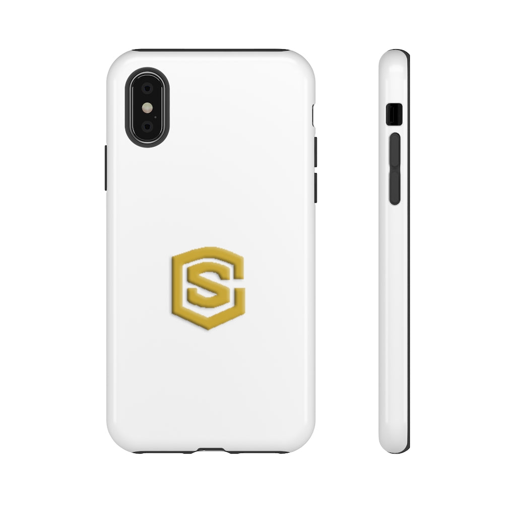 White Tough Cases Gold Logo