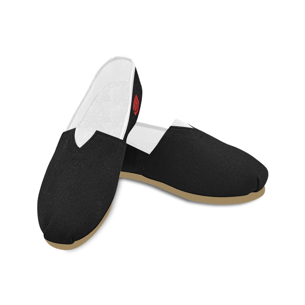 BLACK casual shoes for women WITH RED LOGO Casual Canvas Women's Shoes (Model 004) (Designs are mirrored)