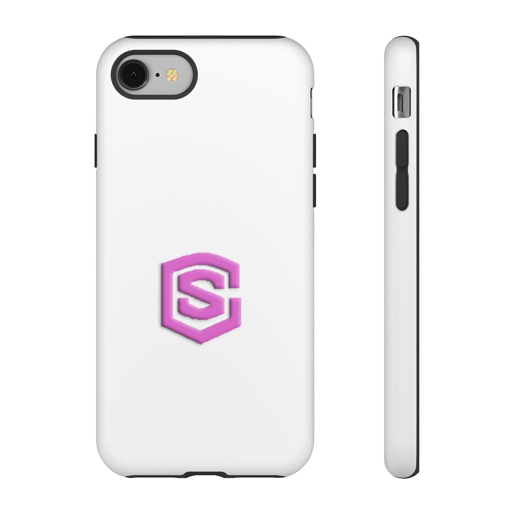 White Tough Cases Pink Logo