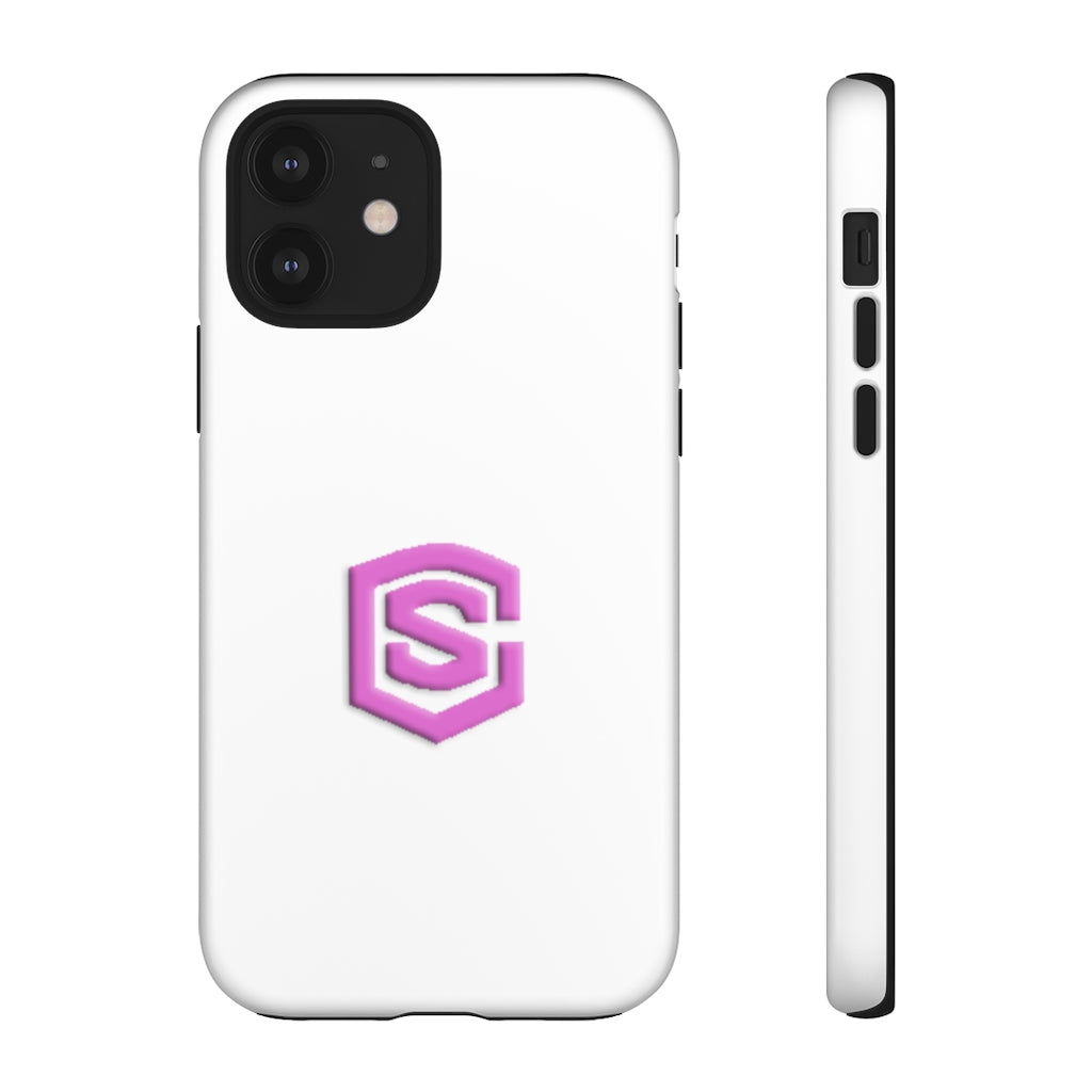 White Tough Cases Pink Logo