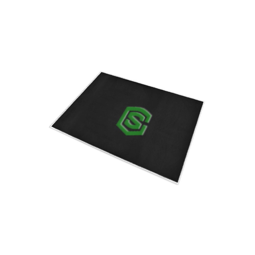 Black Area Rug 2.6' x 1.7' with Green Logo Area Rug 2.6' x 1.7'