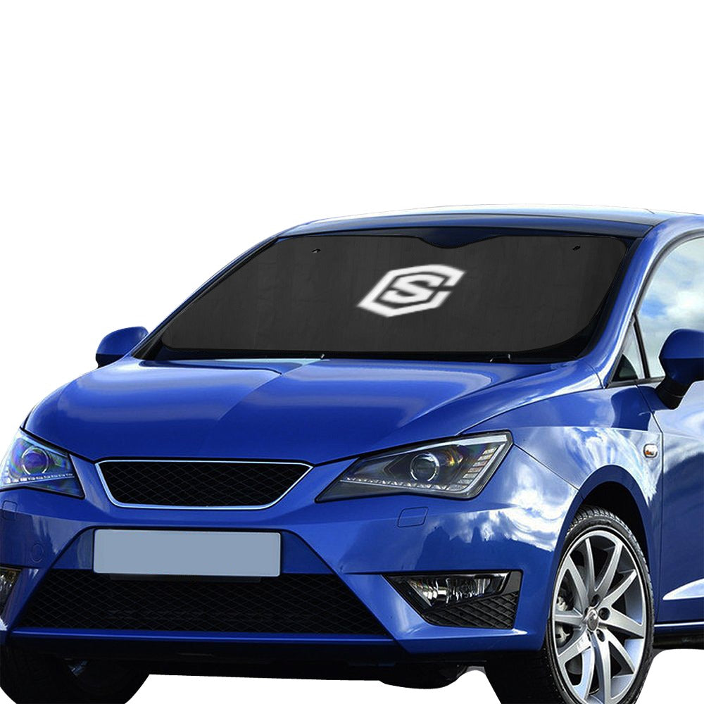BLACK AUTO SUN SHADE WITH WHITE LOGO Auto Sun Shade 55" x 29.53"