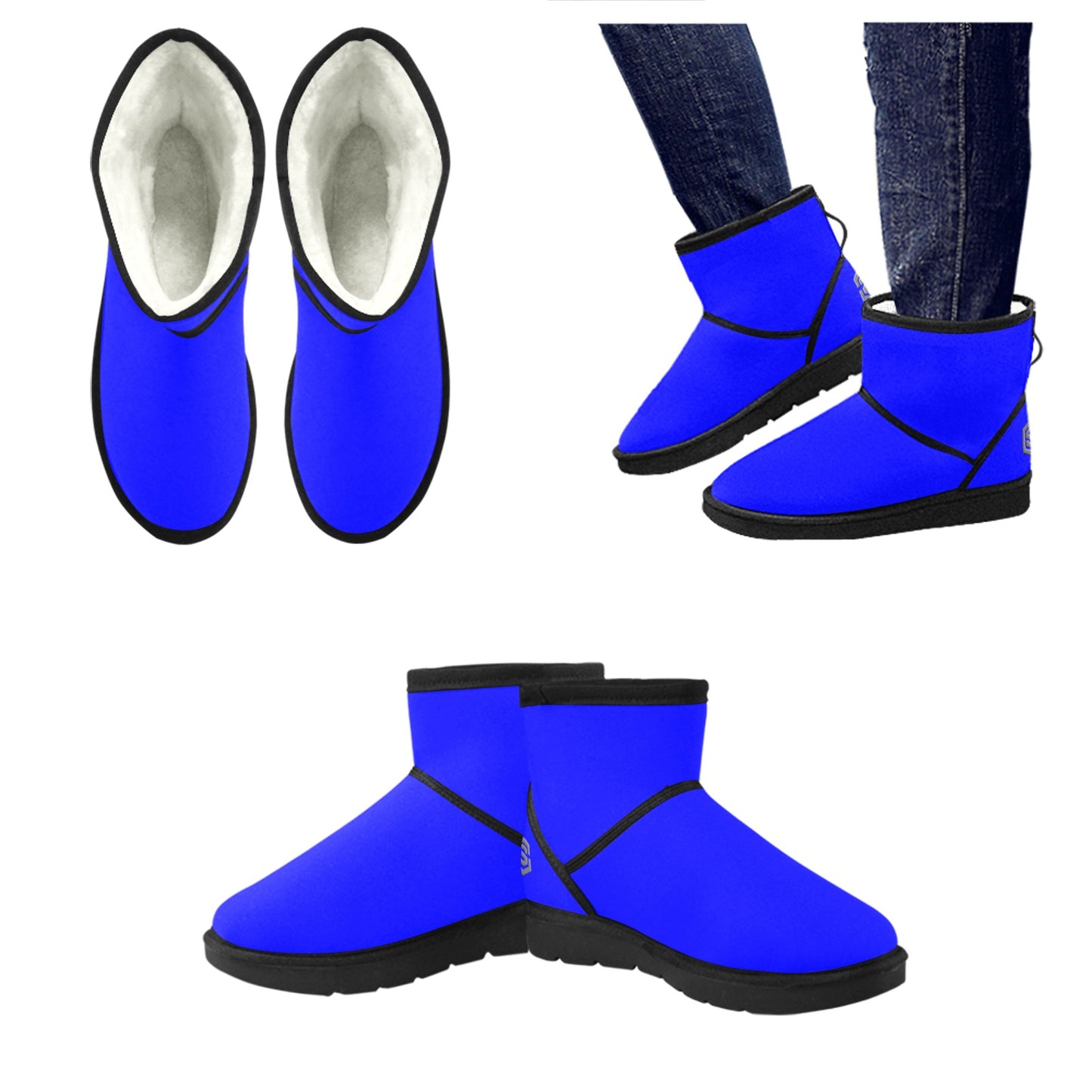 BLUE Low Top Men's Snow Boots WITH GRAY LOGO Low Top Men's Snow Boots (Model 049)