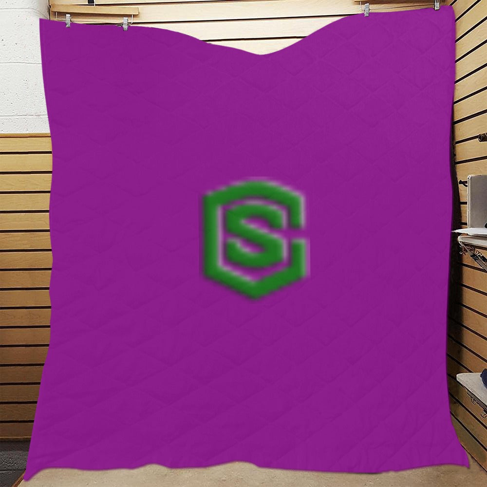 Purple Quilt with Green Logo Custom Quilt 70" x 80"