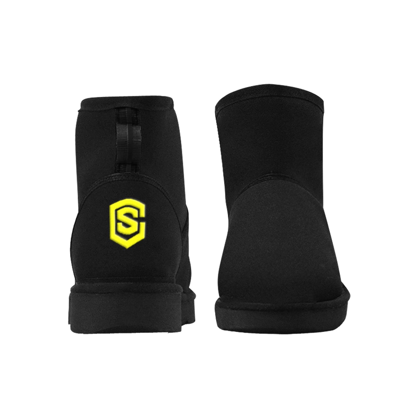 BLACK Low Top Men's Snow Boots WITH YELLOW LOGO Low Top Men's Snow Boots (Model 049)