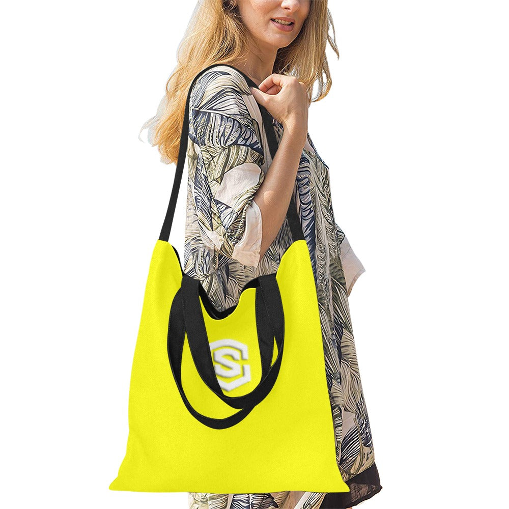 Yellow All Over Print Canvas Tote Bag With White Logo All Over Print Canvas Tote Bag(Model1698)(Medium)