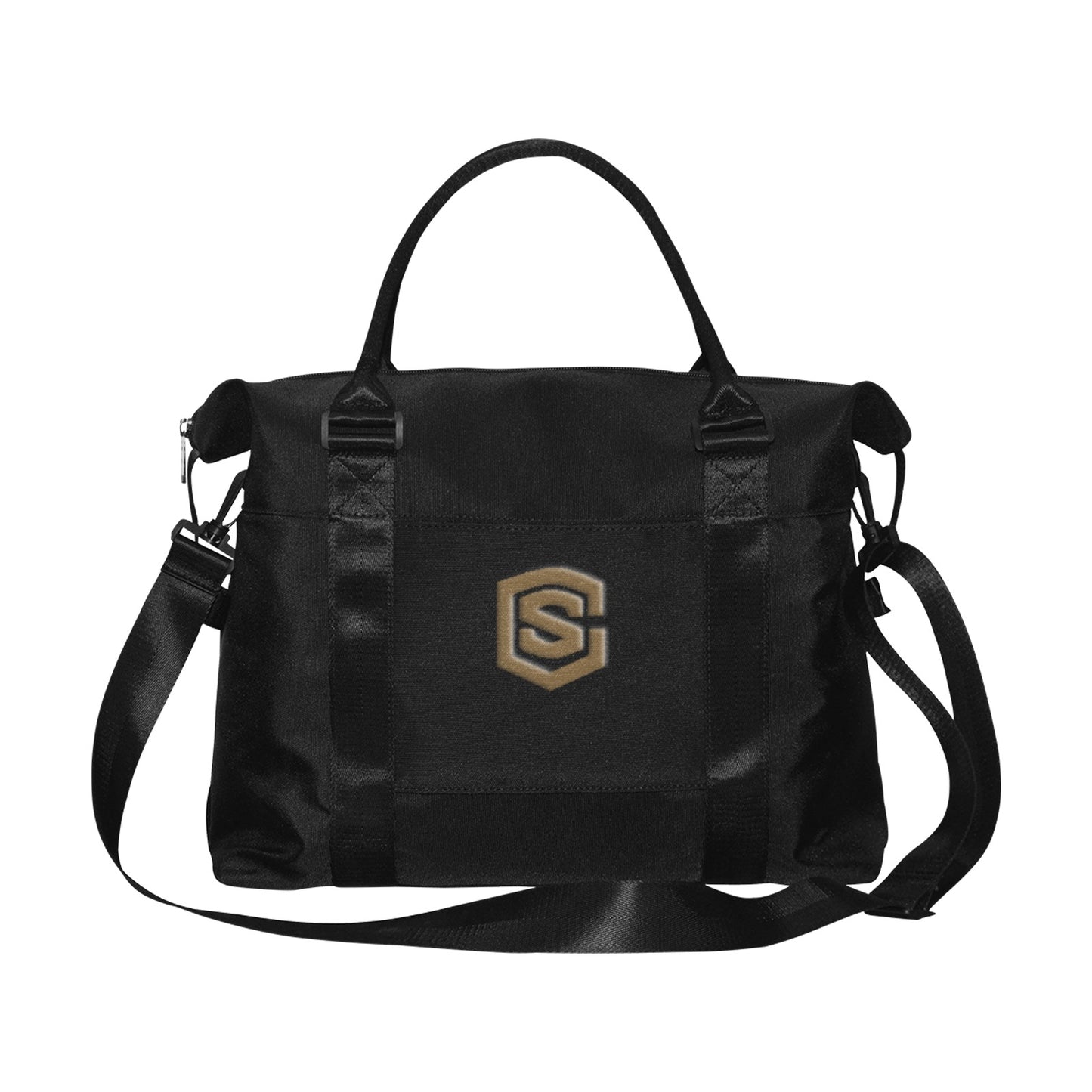 Black Large Capacity Duffle Bag With Brown Logo Large Capacity Duffle Bag(Model1715)