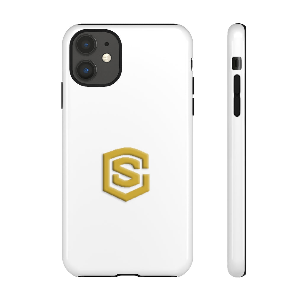 White Tough Cases Gold Logo