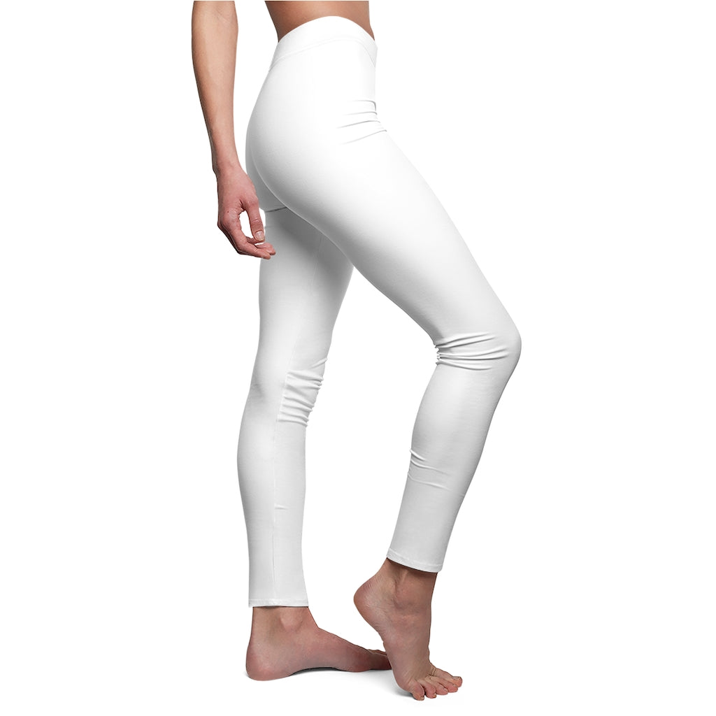 White Women's Cut & Sew Casual Leggings White logo