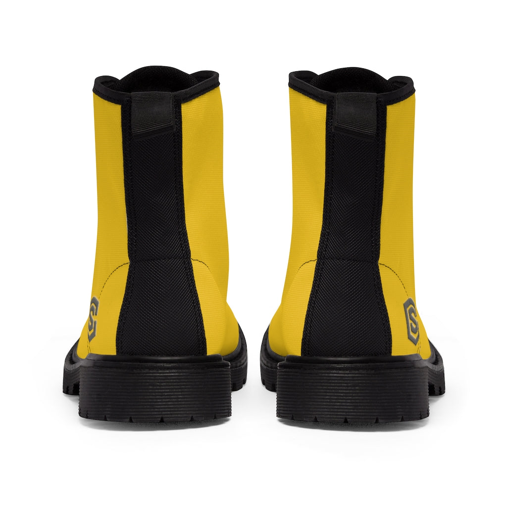 Yellow Men's Canvas Boots Silver Logo