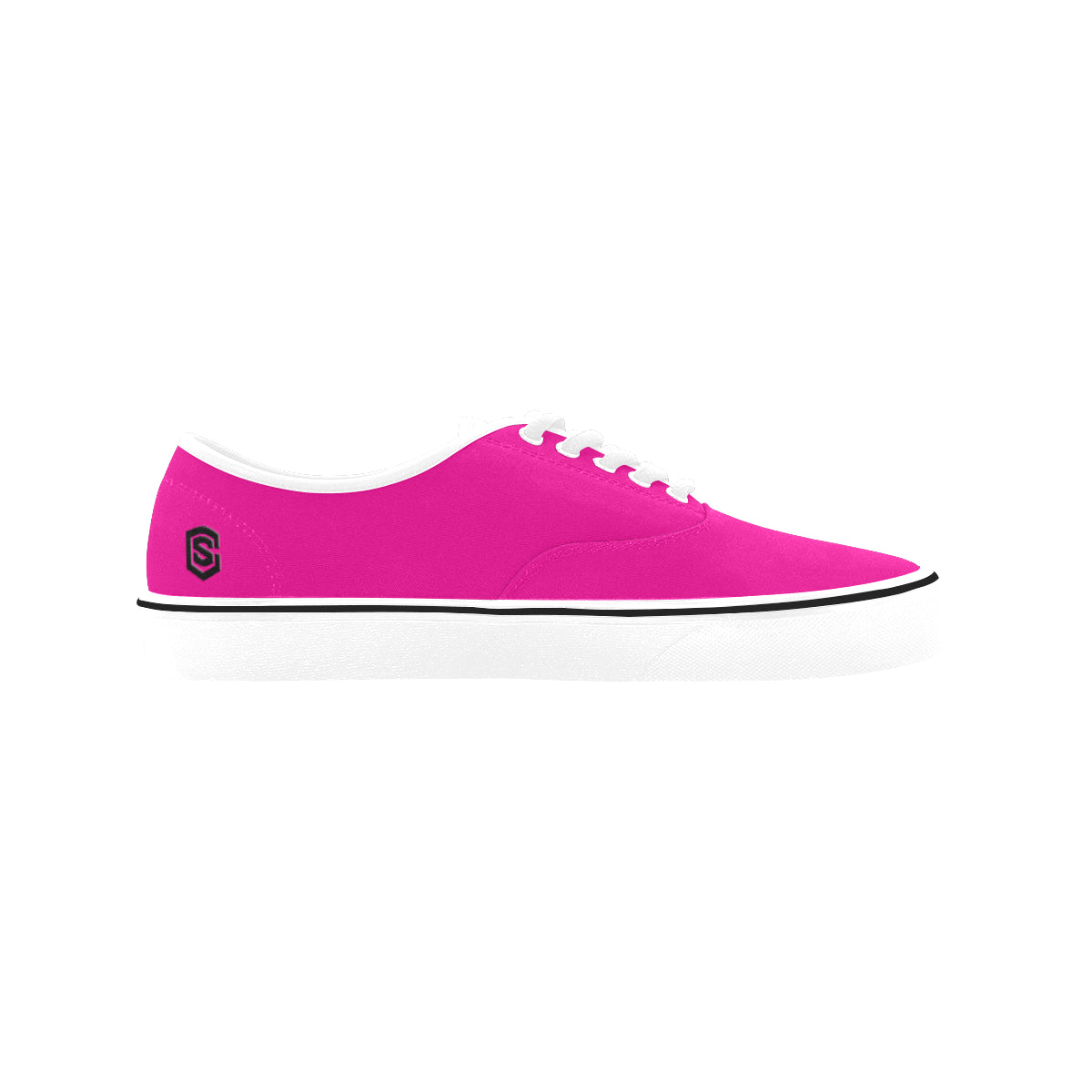 black logo Classic Women's Canvas Low Top Shoes (Model E001-4)