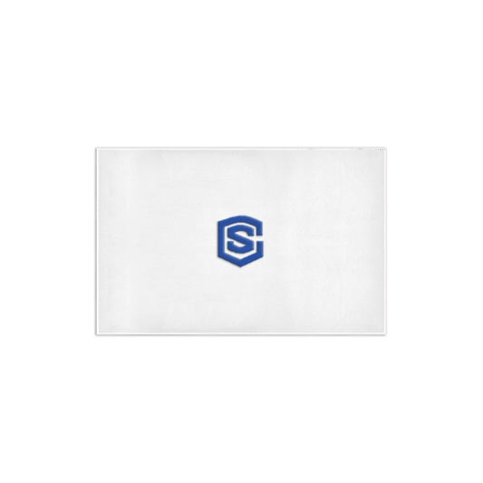 WHITE SMALL AREA RUG WITH BLUE LOGO Area Rug 2.6' x 1.7'