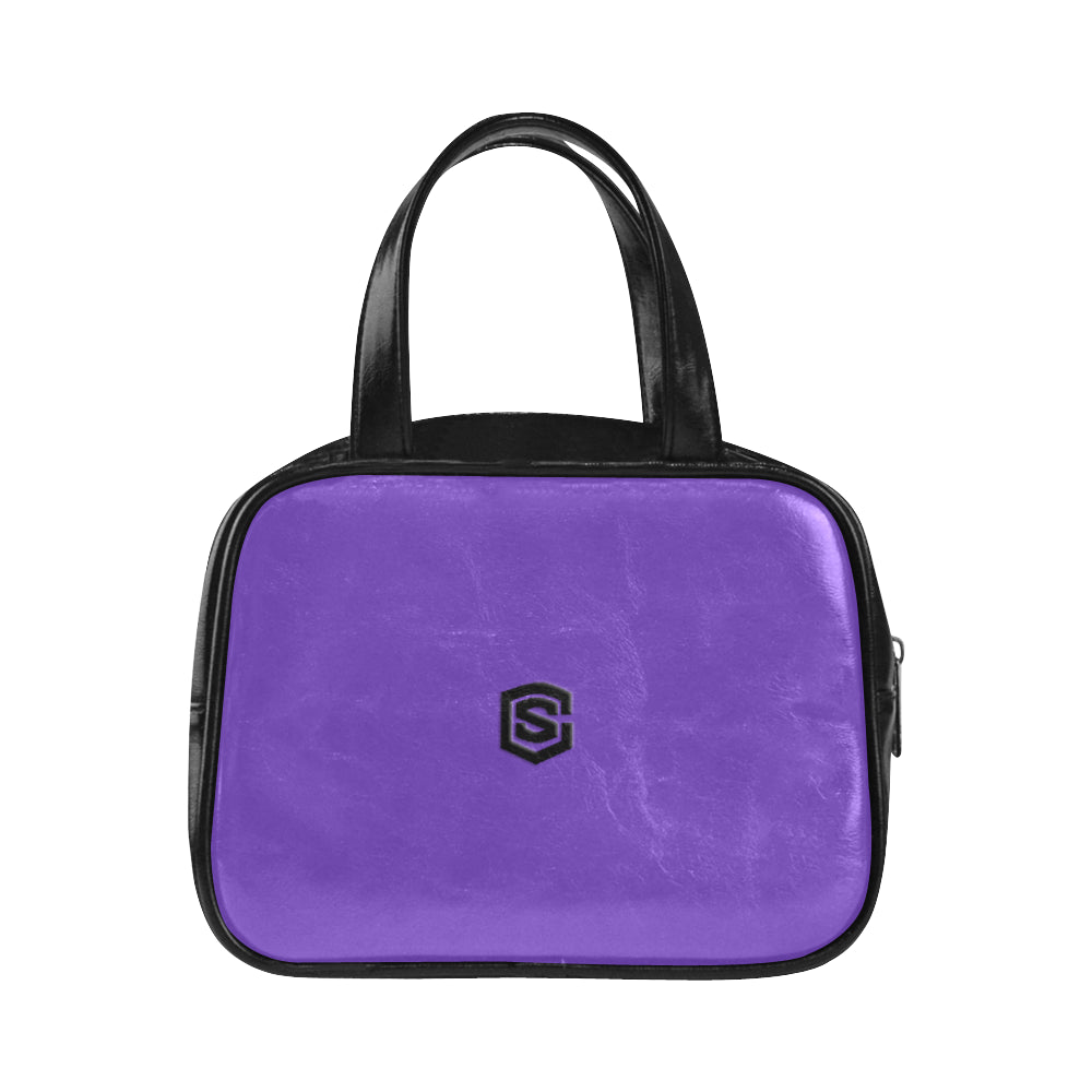 PURPLE LEATHER TOP HANDLE HANDBAG black logo Leather Top Handle Handbag (Model 1662)