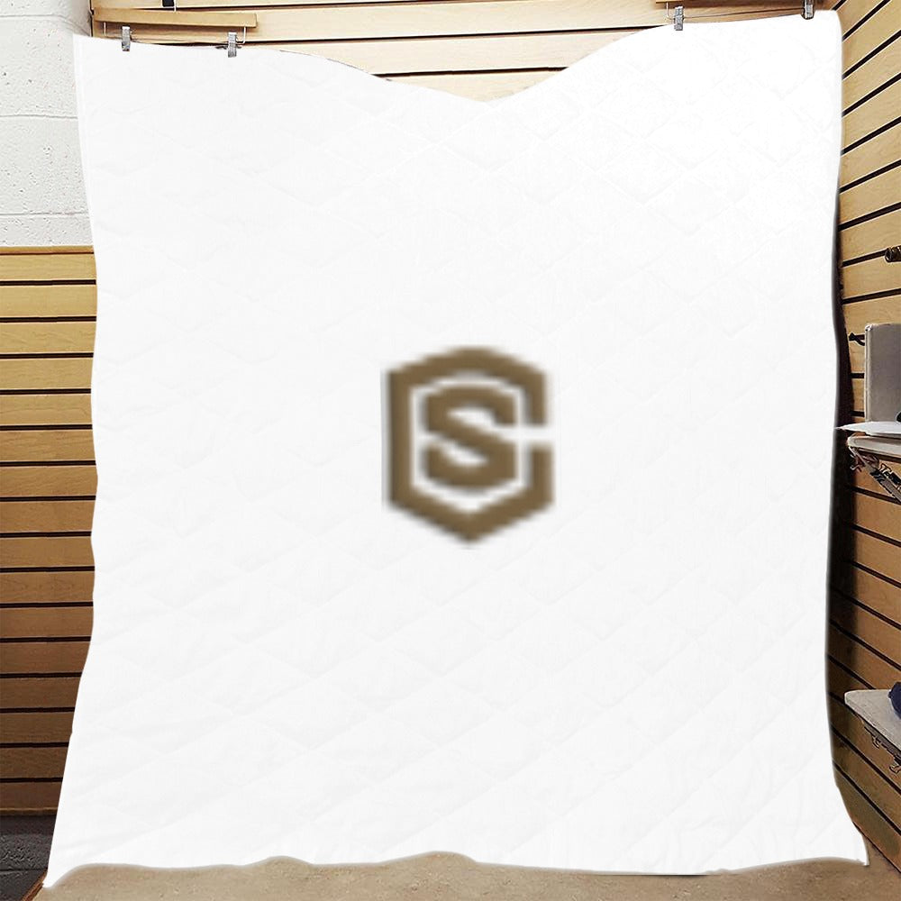 White Custom Quilt with Brown Logo Custom Quilt 70" x 80"