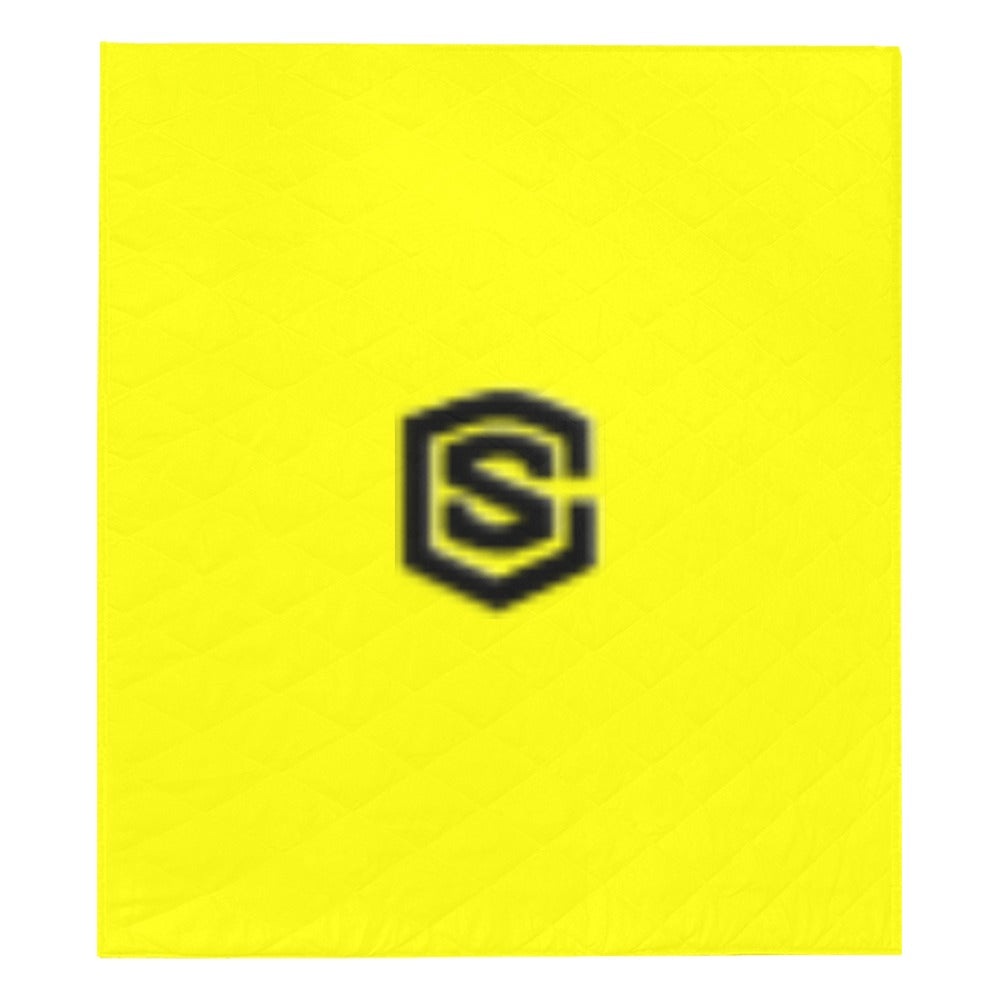 Yellow Quilt with Black Logo Custom Quilt 70" x 80"