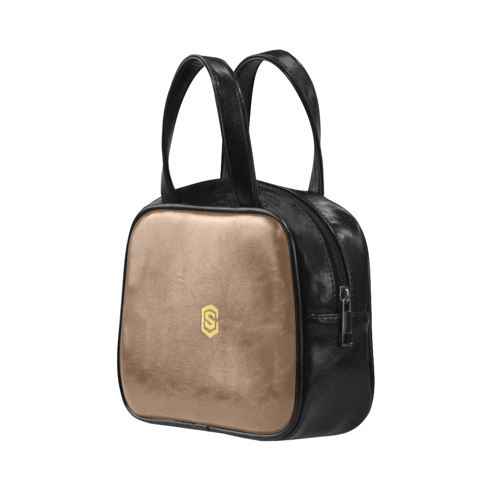 DARK ORANGE LEATHER TOP HANDLE HANDBAG gold logo Leather Top Handle Handbag (Model 1662)