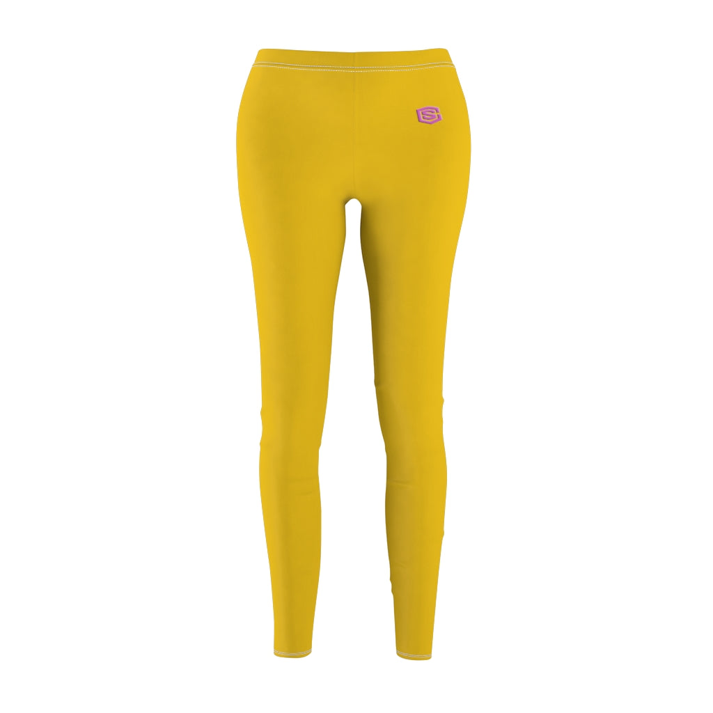 Yellow Women's Cut & Sew Casual Leggings Pink logo