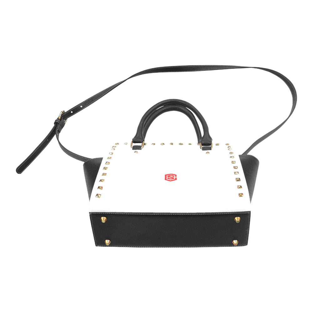 WHITE RIVET SHOULDER HANDBAG red logo Rivet Shoulder Handbag (Model 1645)