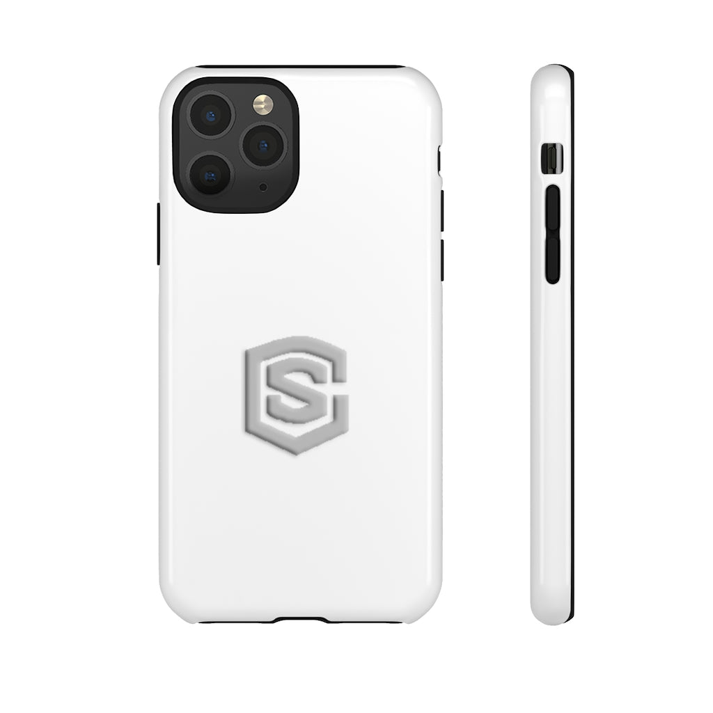 White Tough Cases Silver Logo