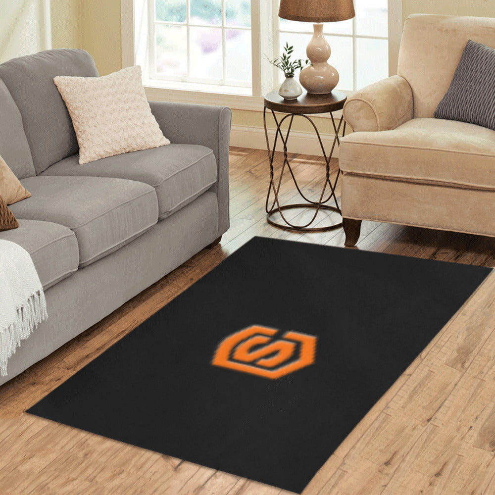 Black Area Rug Orange Logo Area Rug 5' x 3.2'
