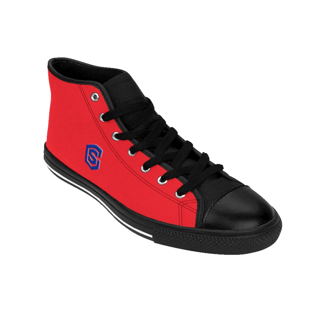 red Men's High-top Sneakers - blue logo