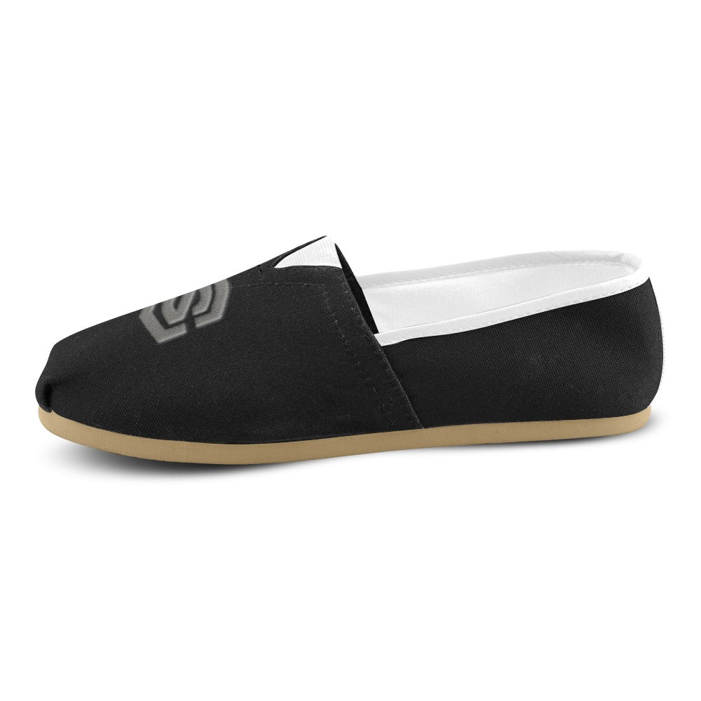 BLACK Casual Canvas Women's WITH GRAY LOGO Casual Canvas Women's Shoes (Model 004) (Designs are mirrored)