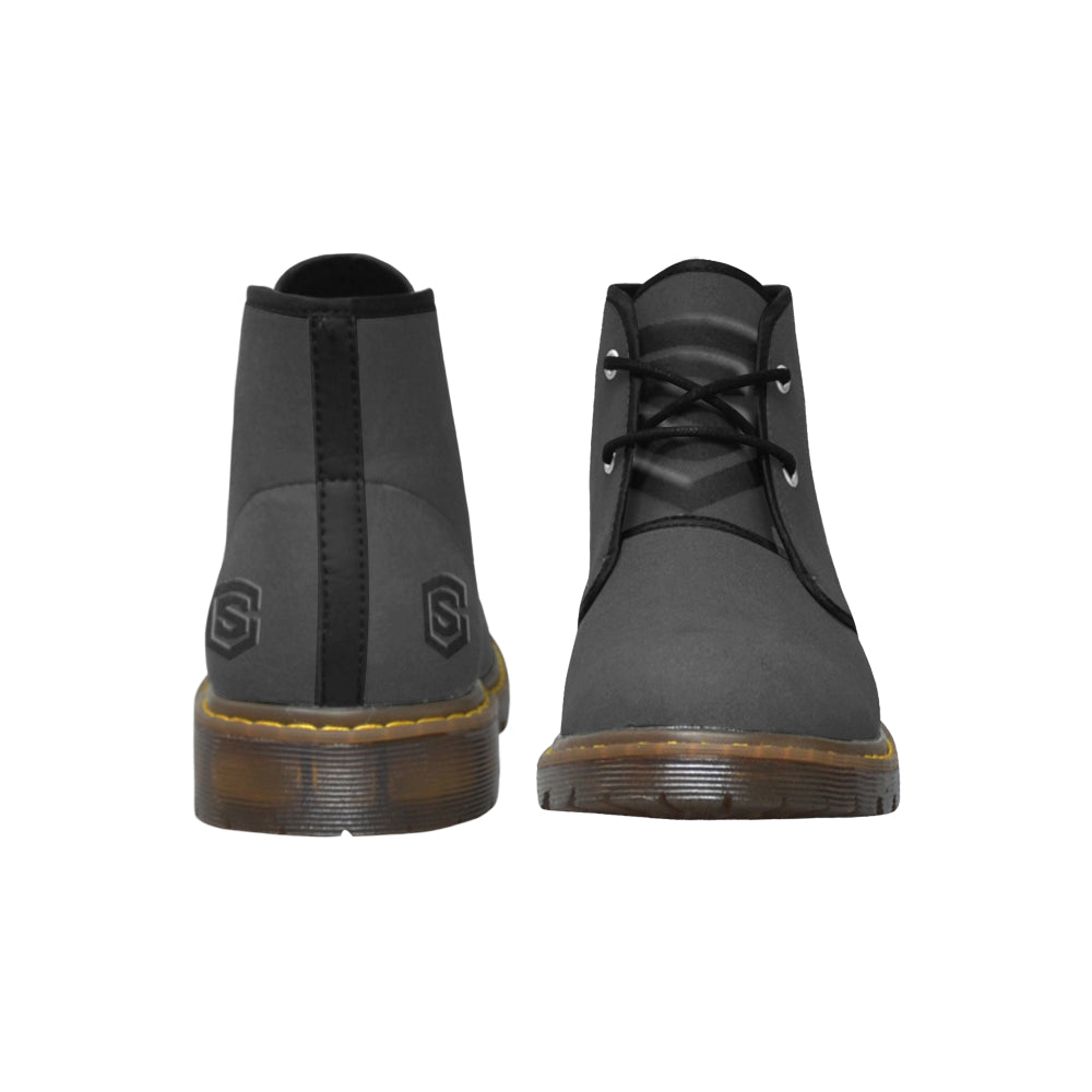Black Men's Nubuck Chukka Boots Black logo Men's Nubuck Chukka Boots (Model 2402)