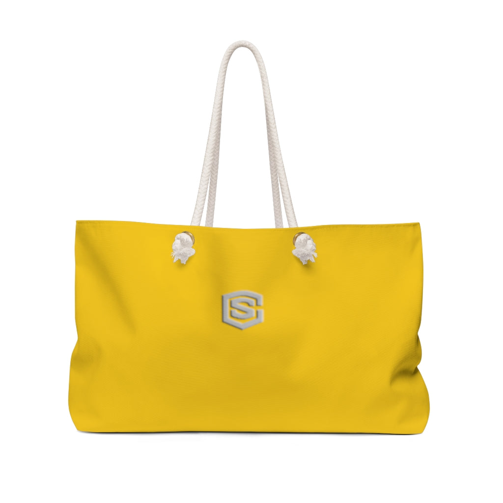 Yellow Weekender Bag Silver Logo