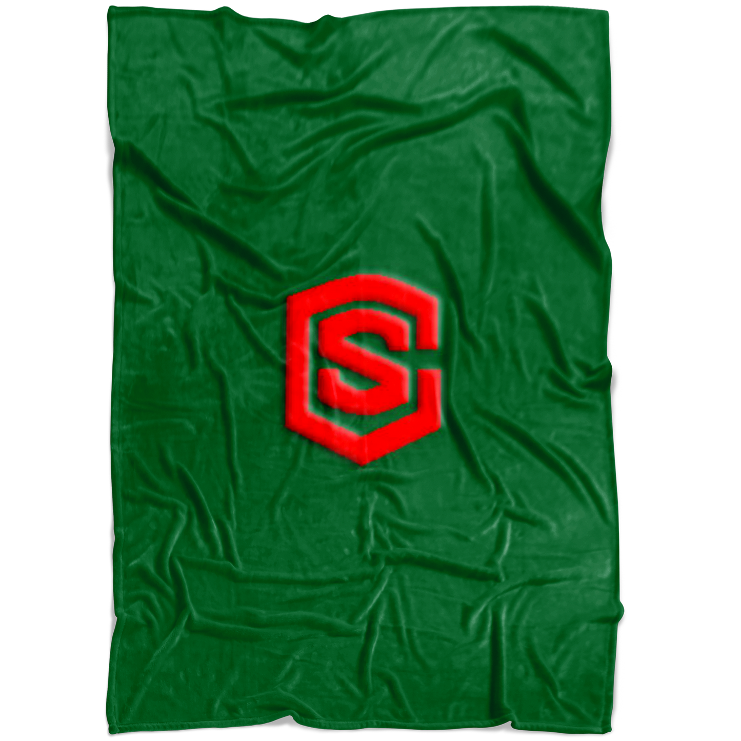 Green Fleece Blanket Red Logo