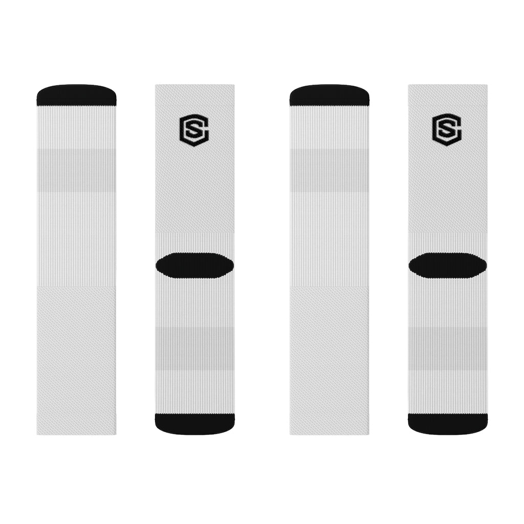 White Sublimation Socks Black Logo
